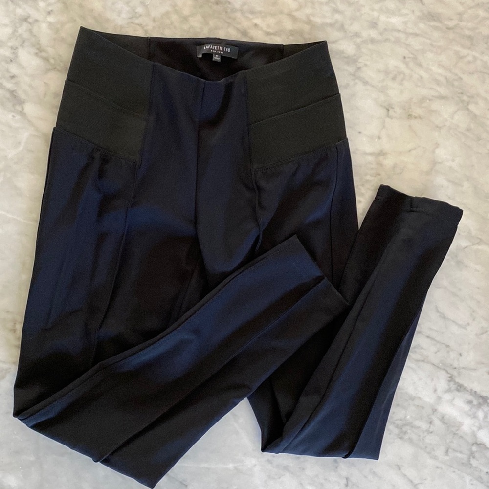 Lafayette 148 Black straight leg slacks elastic waist band size small